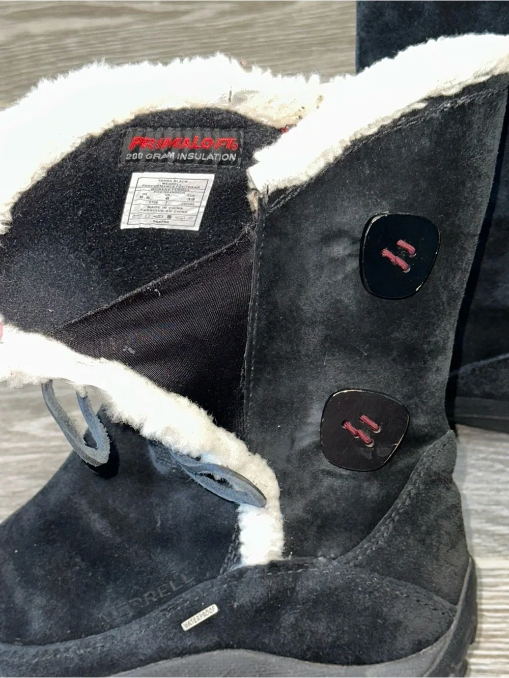 Merrell Yarra Apres Women’s 8.5 Waterproof Black Suede Boots Polartec Insulated